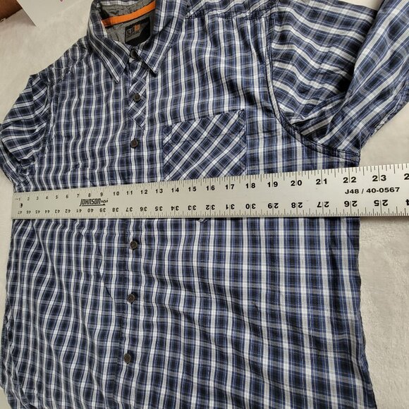 5.11 Tactical Mens Plaid Long-Sleeve Button-Up Shirt Medium Blue Casual Pocket - Picture 6 of 9